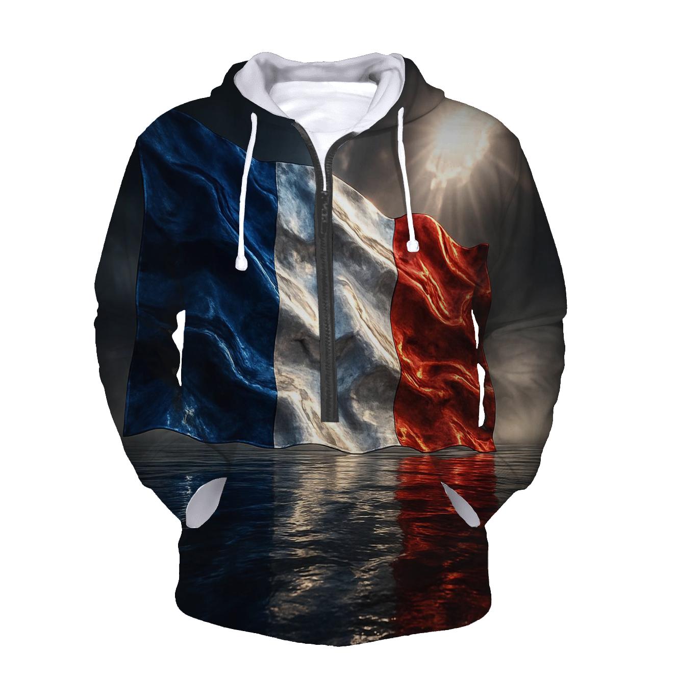 France Metallic Tricolor Storm Crest designer hoodies
