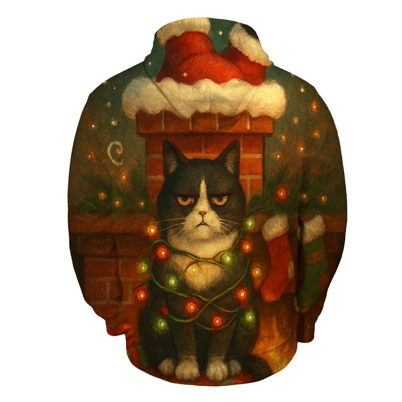 Santa Stuck In Chimney Cat Supervisor embroidered hoodies