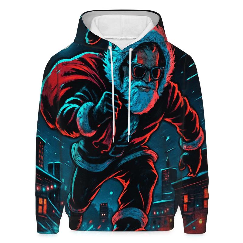 Midnight Neon Santa On The Rooftop Run hoodie trends