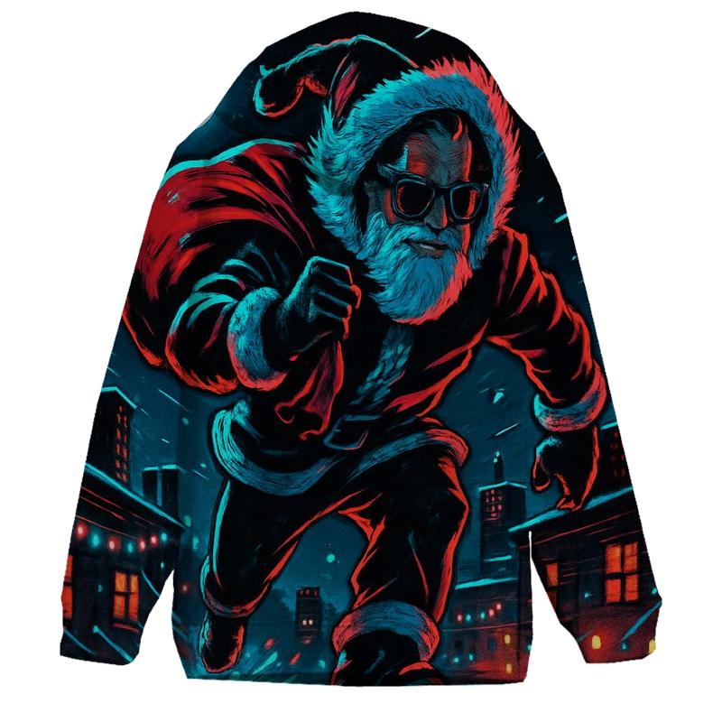 Midnight Neon Santa On The Rooftop Run hoodie trends