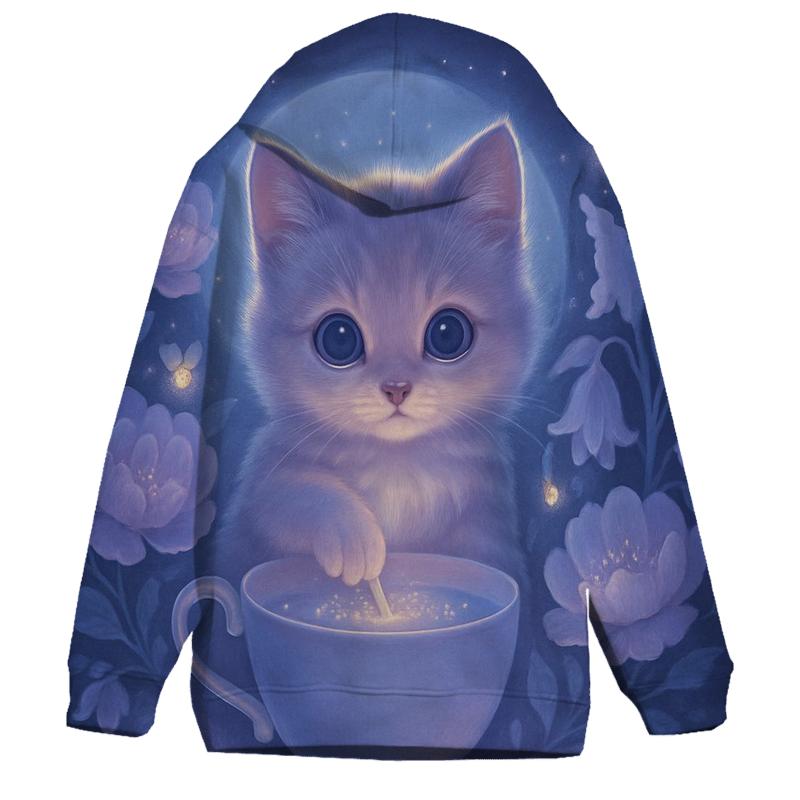 Moonlit Teacup Kitten Garden hoodie trends
