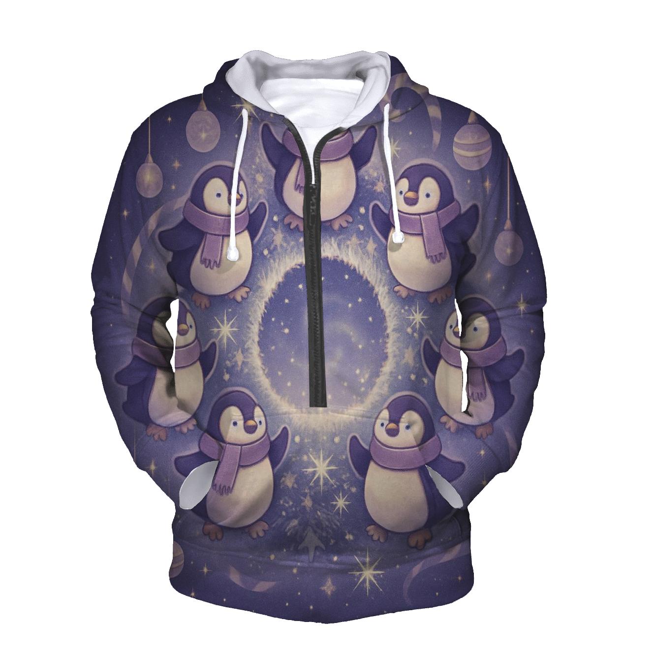 Penguin Choir In A Wreath Galaxy graphic hoodies