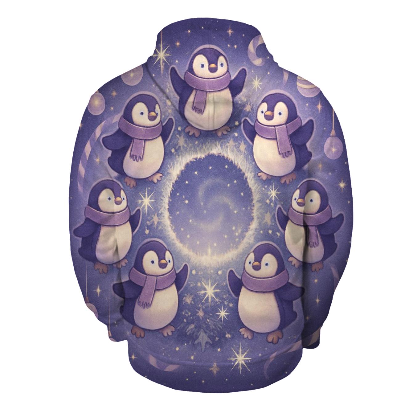 Penguin Choir In A Wreath Galaxy graphic hoodies
