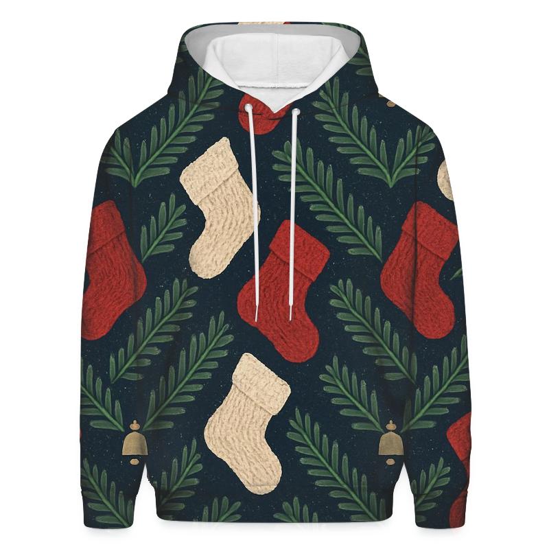 Evergreen Stocking Chevron On Navy Blue Background printed hoodies