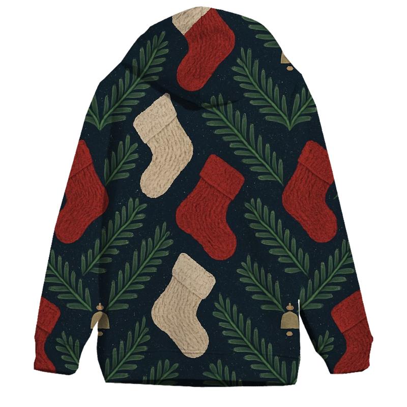 Evergreen Stocking Chevron On Navy Blue Background printed hoodies