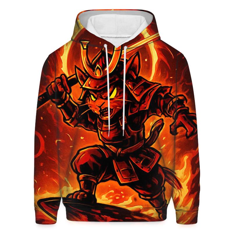 Solar Surf Samurai Cat embroidered hoodies