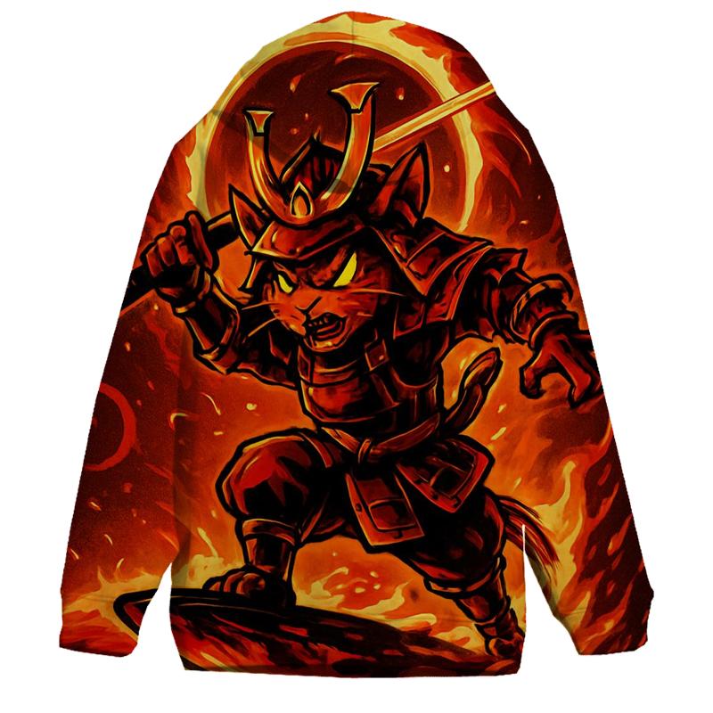 Solar Surf Samurai Cat embroidered hoodies