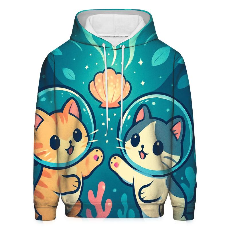 Lantern Reef Cats Underwater Dream printed hoodies