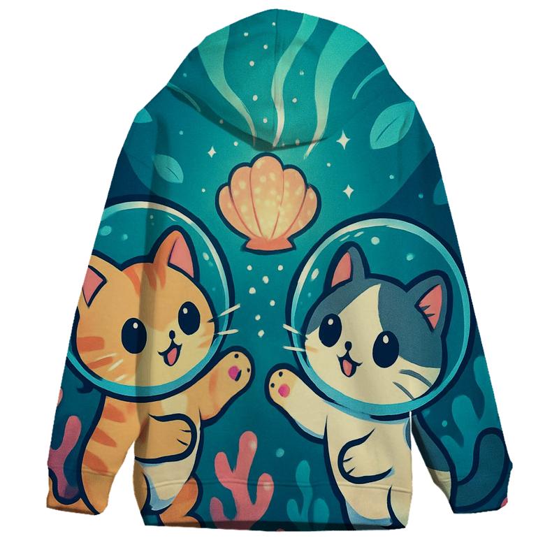 Lantern Reef Cats Underwater Dream printed hoodies