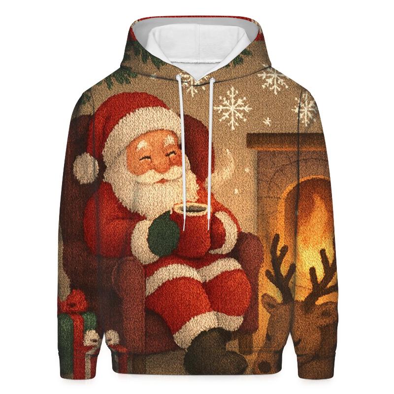 Knitted Hearthside Santa And Cocoa Calm graphic hoodies