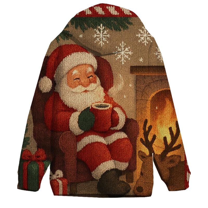 Knitted Hearthside Santa And Cocoa Calm graphic hoodies