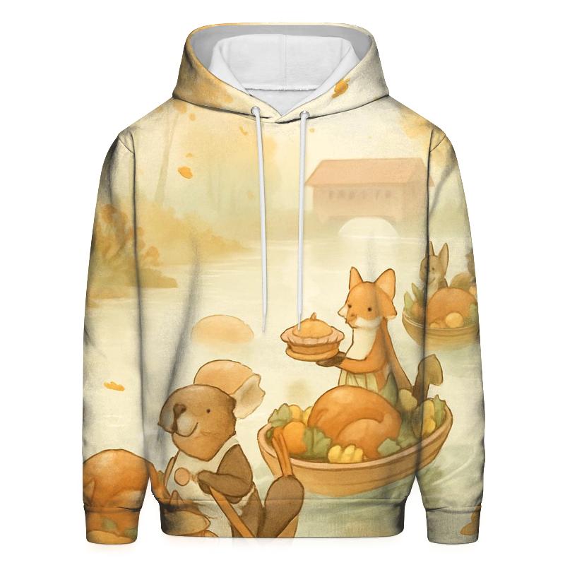 Autumn River Feast Parade embroidered hoodies