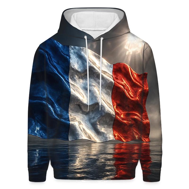 France Metallic Tricolor Storm Crest embroidered hoodies