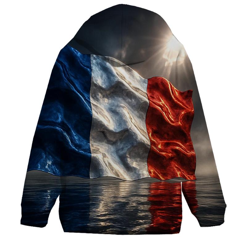 France Metallic Tricolor Storm Crest embroidered hoodies