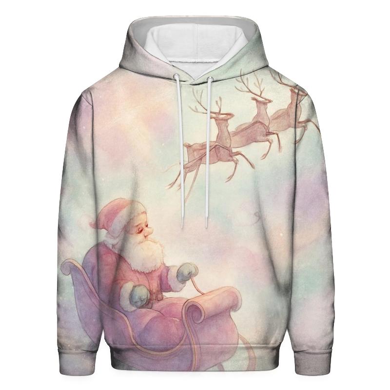 Dreamy Watercolor Sleigh Through Candy Cloud Skies hoodie trends