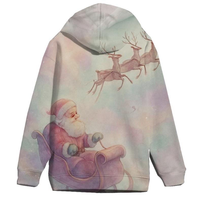 Dreamy Watercolor Sleigh Through Candy Cloud Skies hoodie trends