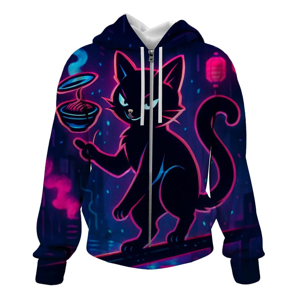 Neon Ramen Alley Alleycat pullover hoodies
