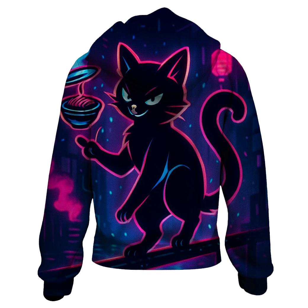 Neon Ramen Alley Alleycat pullover hoodies