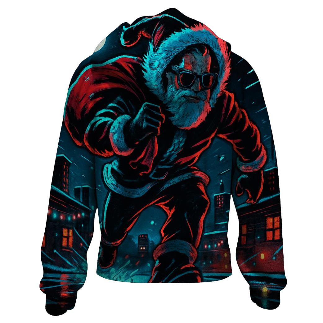 Midnight Neon Santa On The Rooftop Run hoodies fashion