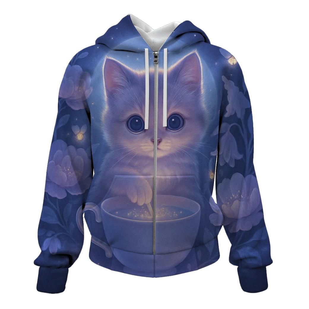 Moonlit Teacup Kitten Garden heavyweight hoodies