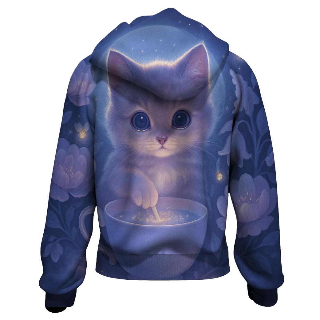 Moonlit Teacup Kitten Garden heavyweight hoodies