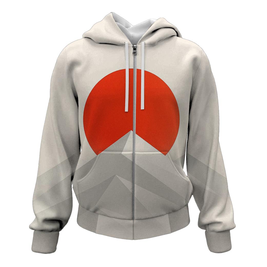 Japan Minimal Geometric Rising Horizon printed hoodies