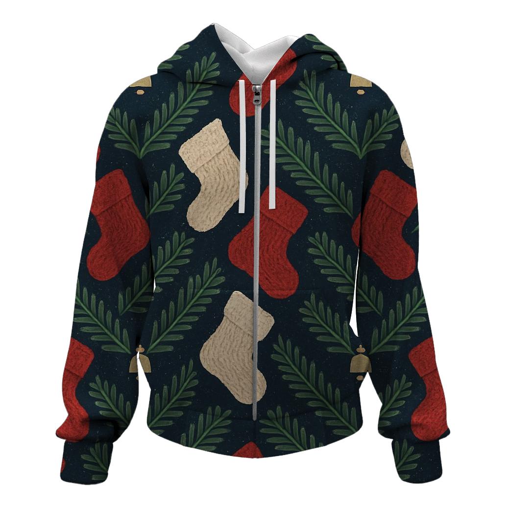 Evergreen Stocking Chevron On Navy Blue Background hoodies fashion