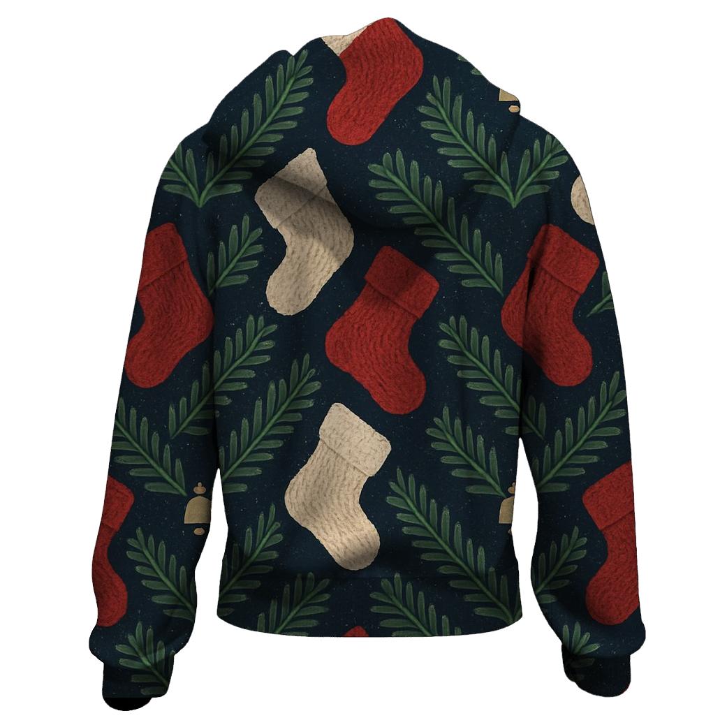 Evergreen Stocking Chevron On Navy Blue Background hoodies fashion
