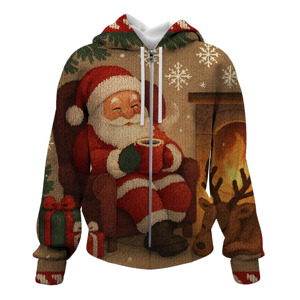 Knitted Hearthside Santa And Cocoa Calm premium hoodies