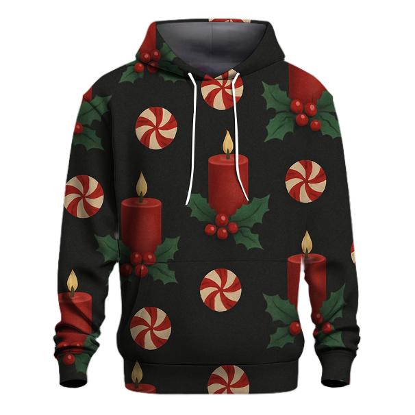 Crimson Holly Candle Grid On Charcoal Background designer hoodies
