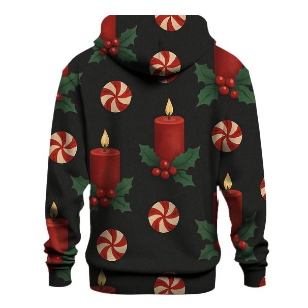 Crimson Holly Candle Grid On Charcoal Background designer hoodies