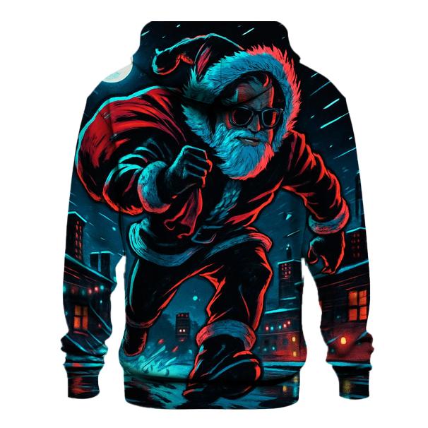Midnight Neon Santa On The Rooftop Run pullover hoodies