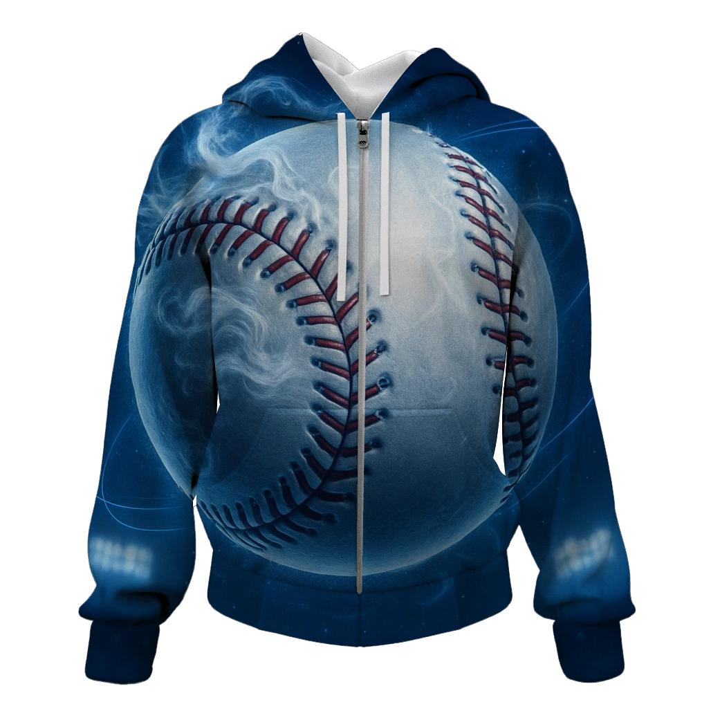Icy Orbit Curveball Closeup embroidered hoodies