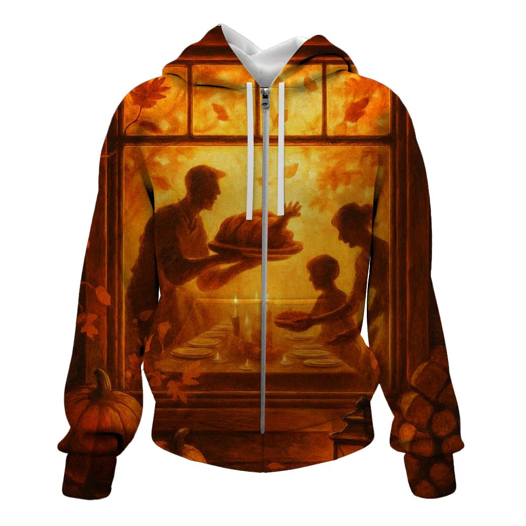 Golden Hour Gratitude Cabin Window zip-up hoodies