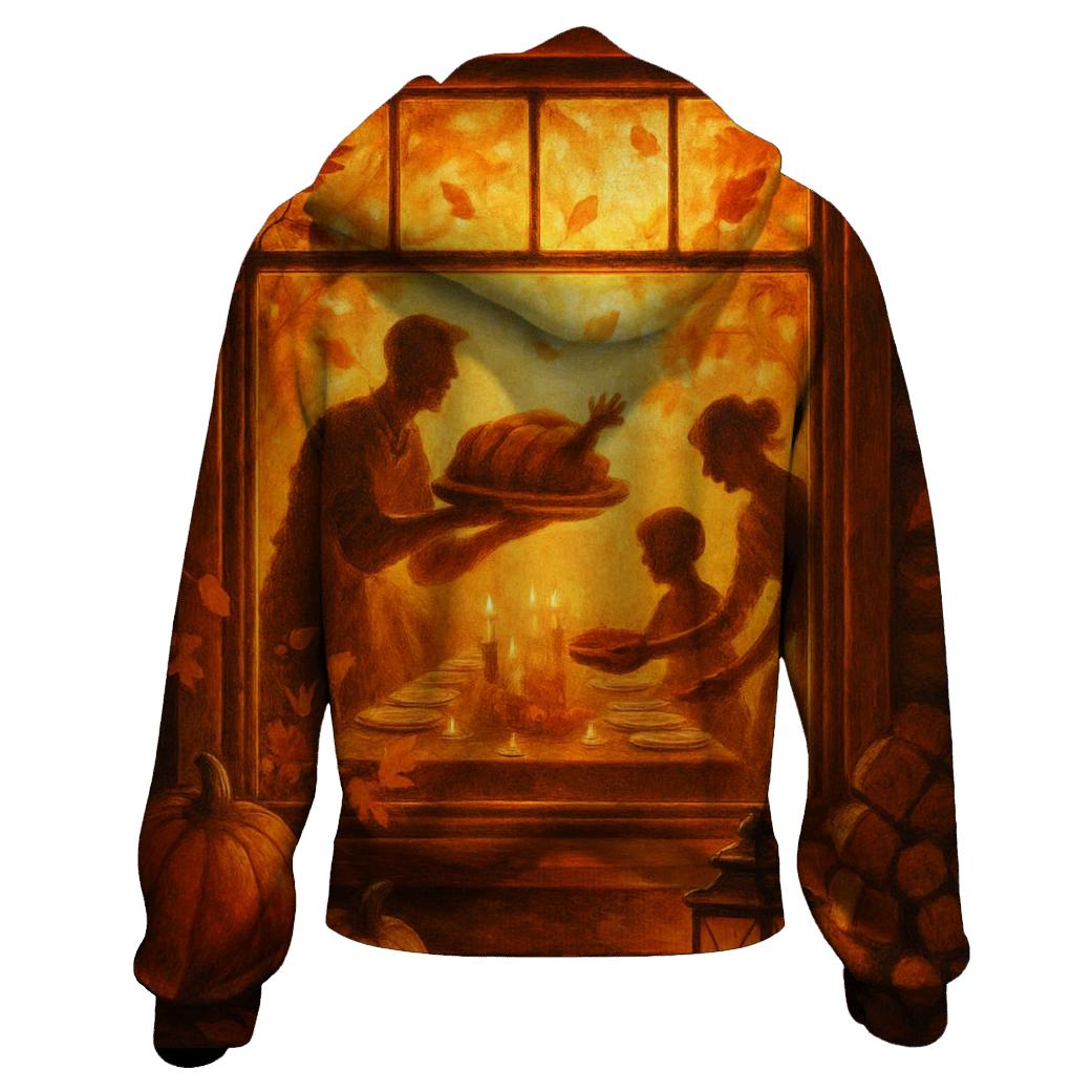 Golden Hour Gratitude Cabin Window zip-up hoodies