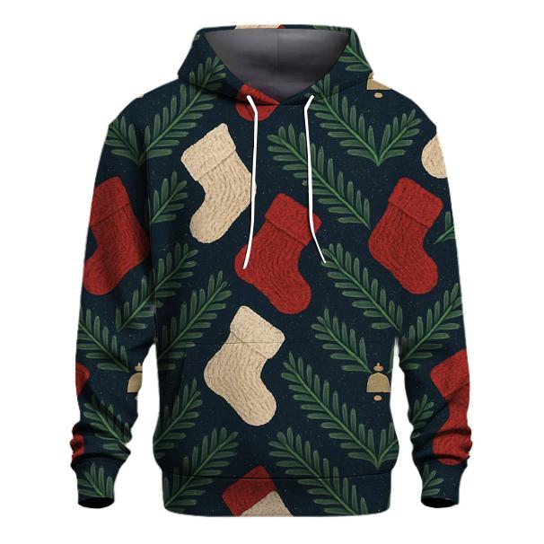 Evergreen Stocking Chevron On Navy Blue Background printed hoodies