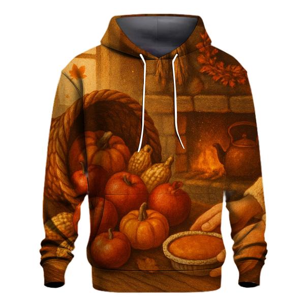 Candlelit Cornucopia Hearth printed hoodies