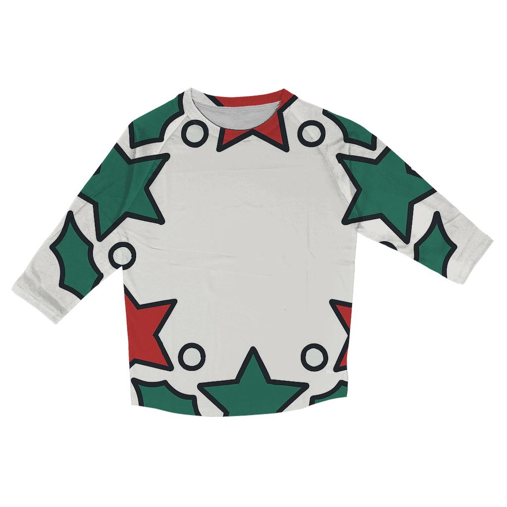 Star Holly Orbit Wreath designer 3/4 sleeve blouses