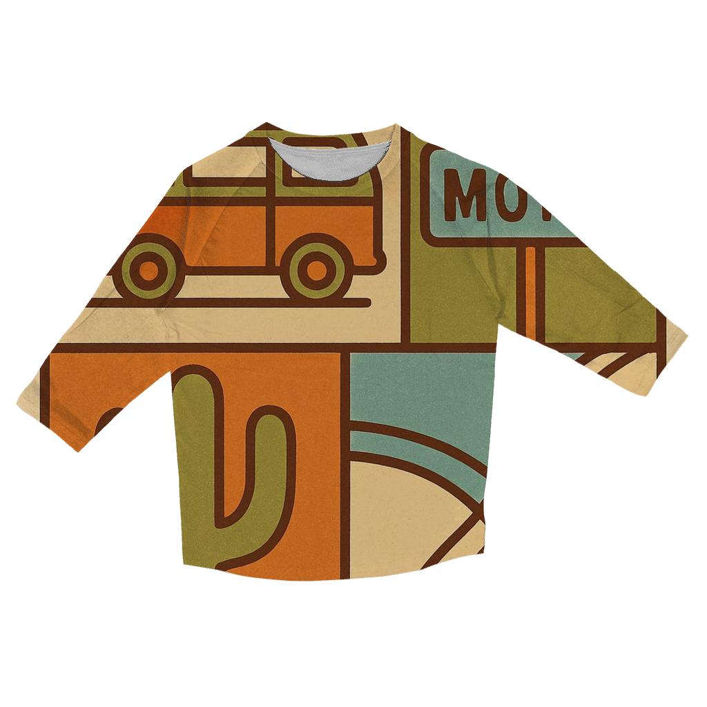 Groovy Road Trip Postcard Collage cotton quarter sleeve shirts