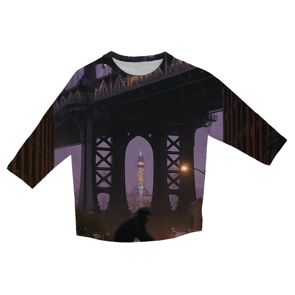 Rainy Dusk Under Manhattan Bridge Looking Toward Downtown stylish quarter sleeve tops