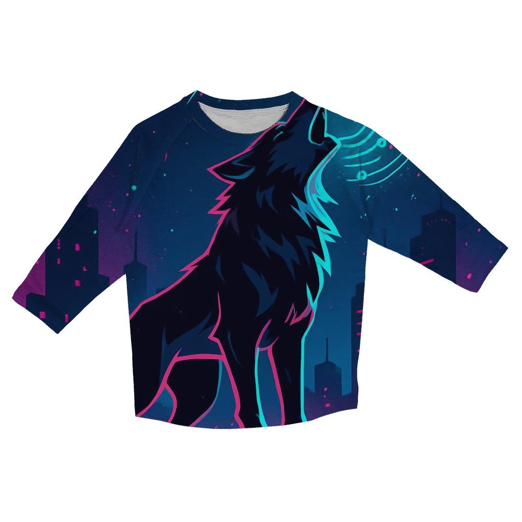 Neon Circuit Howl Wolf custom 3/4 sleeve shirts