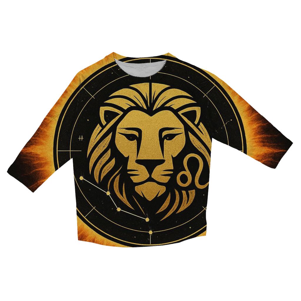 Leo Solar Crown Star Map Emblem casual three quarter sleeve shirts