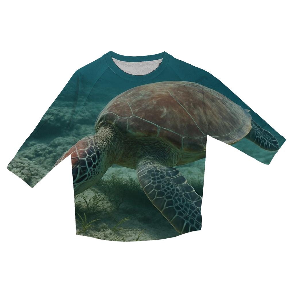 Reef Window Green Sea Turtle custom 3/4 sleeve shirts