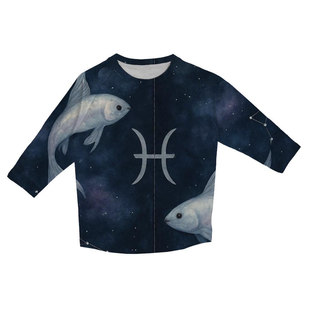 Pisces Twin Fish Lunar Tide Diptych fashion 3/4 sleeve shirts