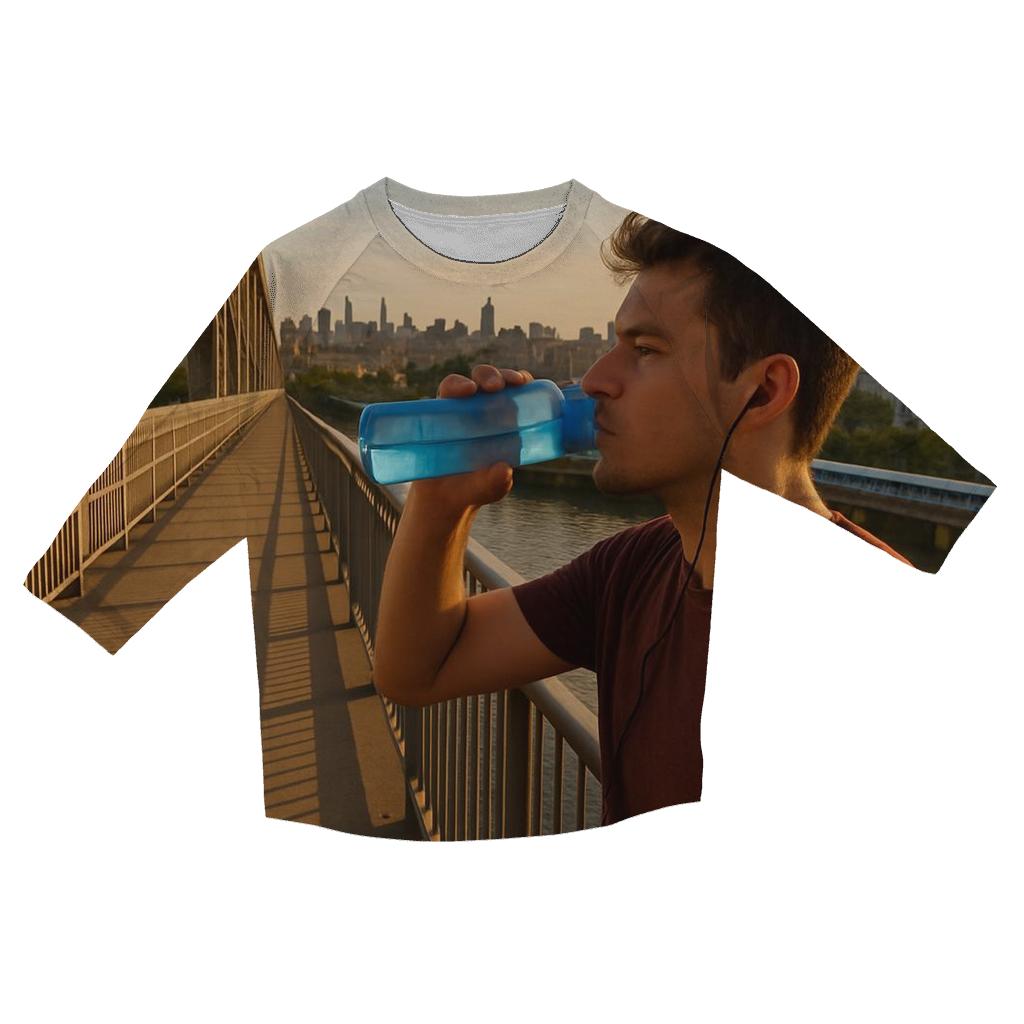 Harlem River Golden Hour From The High Bridge Walkway casual three quarter sleeve shirts