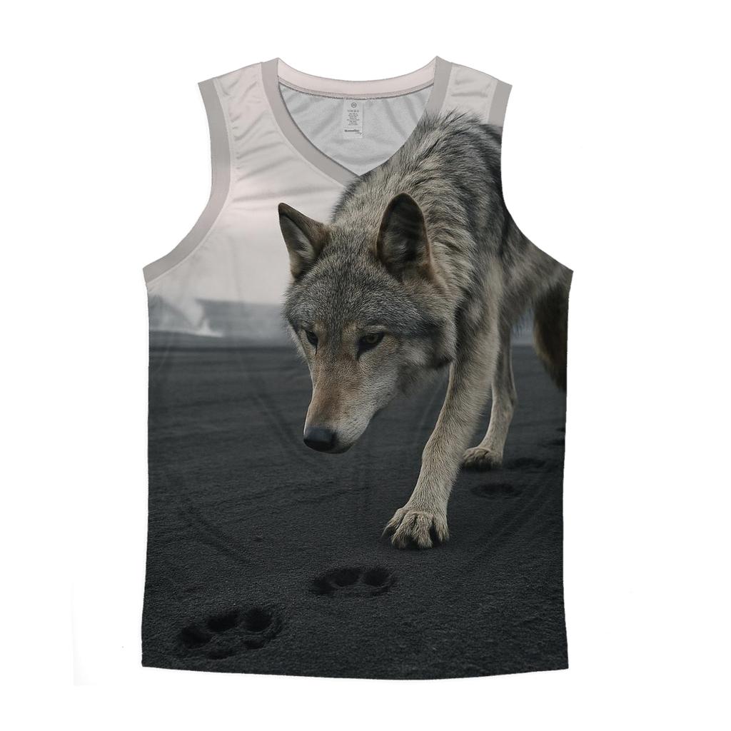 Wolf Tracks Through Volcanic Ashfall custom tank tops
