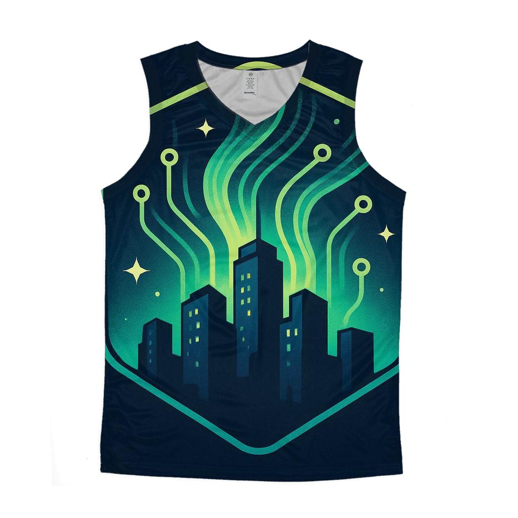 Aurora Circuit City Crest trendy fitted tank tops