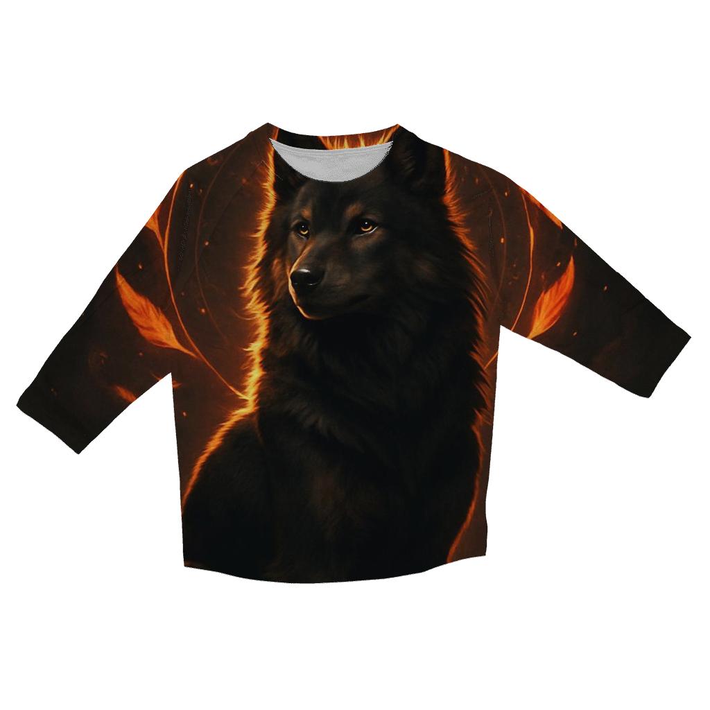 Ember Crown Spirit Wolf cotton quarter sleeve shirts