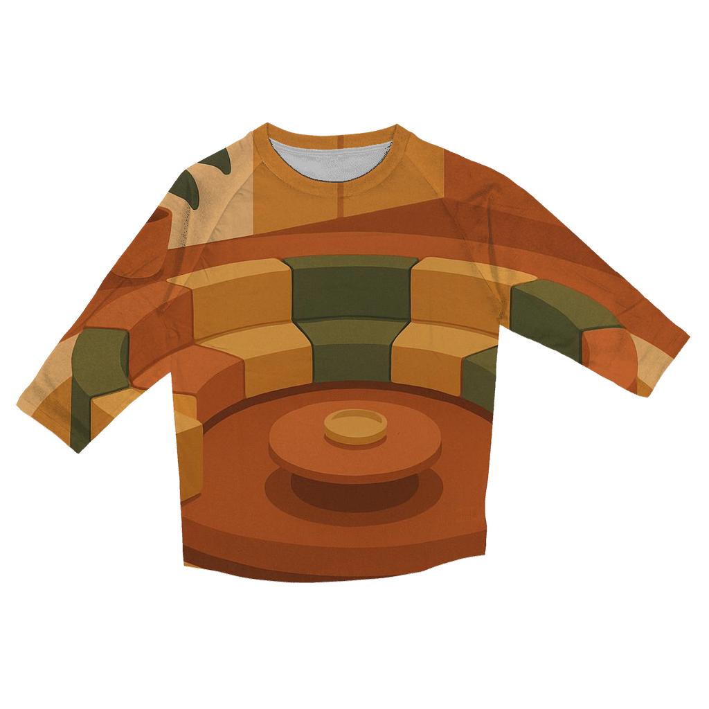 Sunken Lounge Conversation Pit Geometry fashion 3/4 sleeve shirts