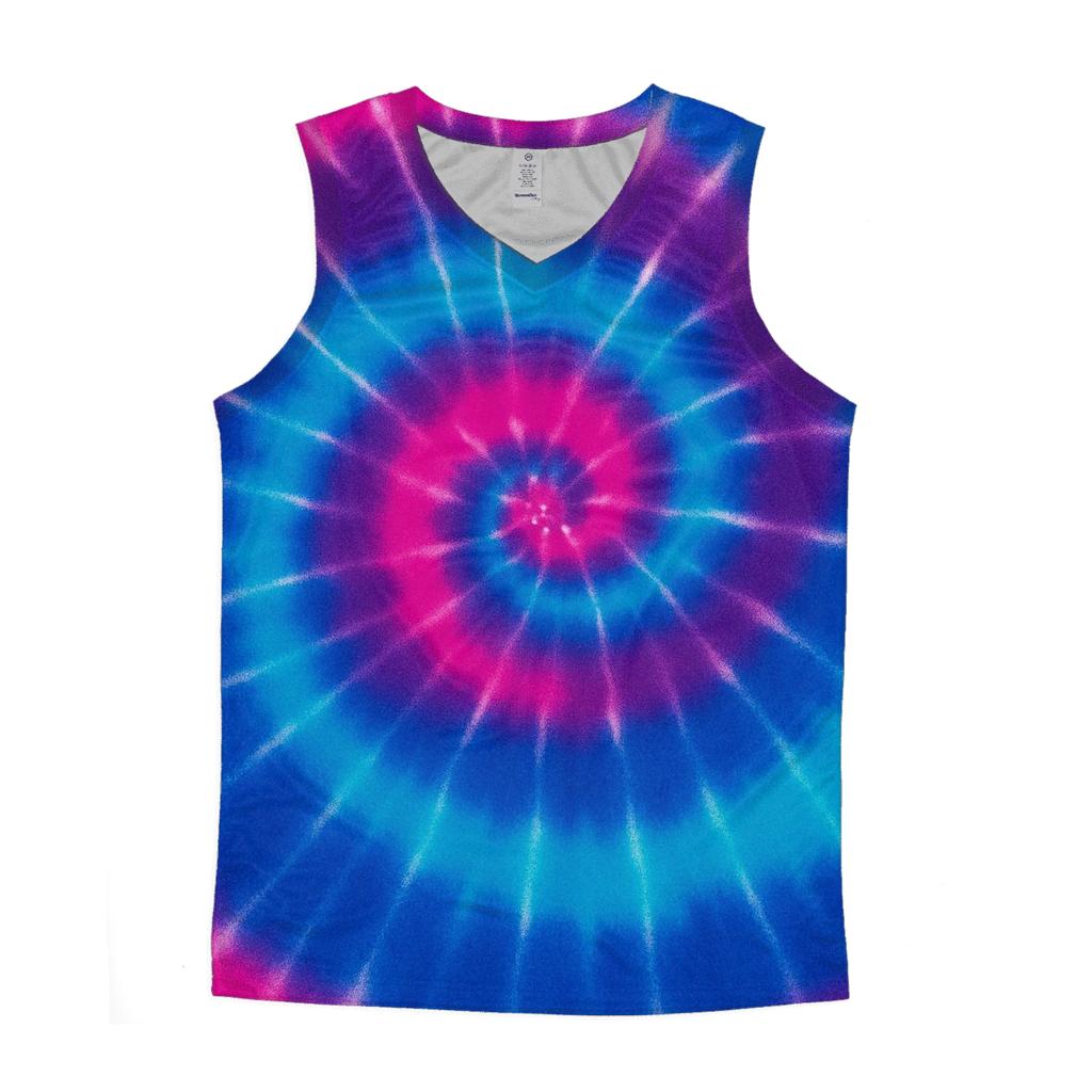 Neon Nebula Spiral Overdye casual summer tank tops